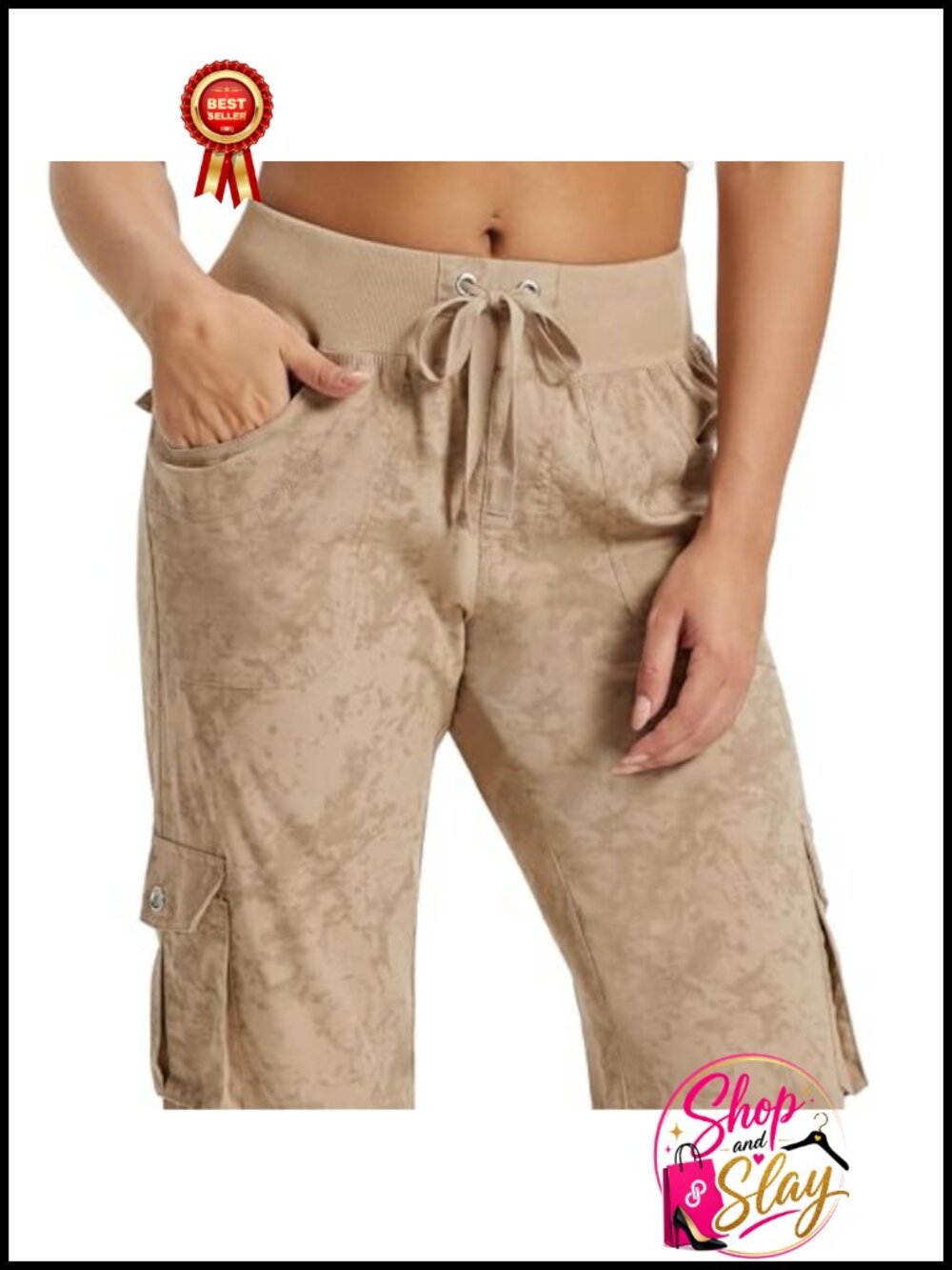 Hiking Cargo Shorts Stretch Moisture Wicking Athletic Capri Pants with Pockets